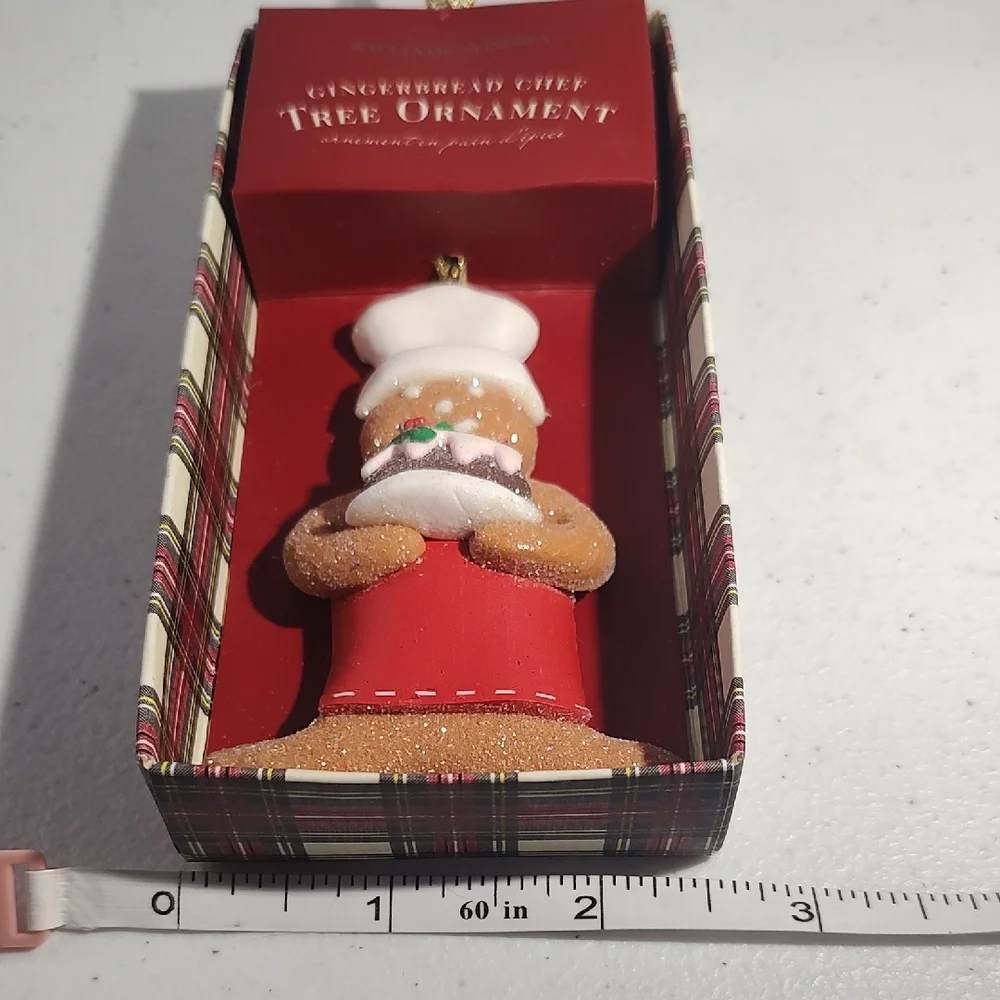 Williams Sonoma Festive Gingerbread Ornament - Brown, White, Red